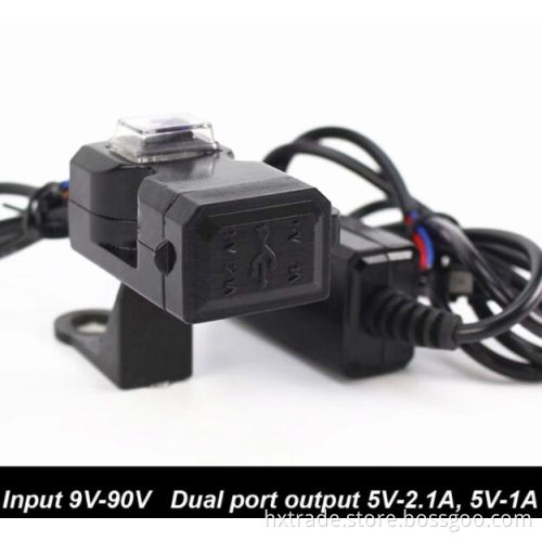 turn on-off switch waterproof silicone cover 5v 3.1a motorcycle usb charger for phone with two install mode